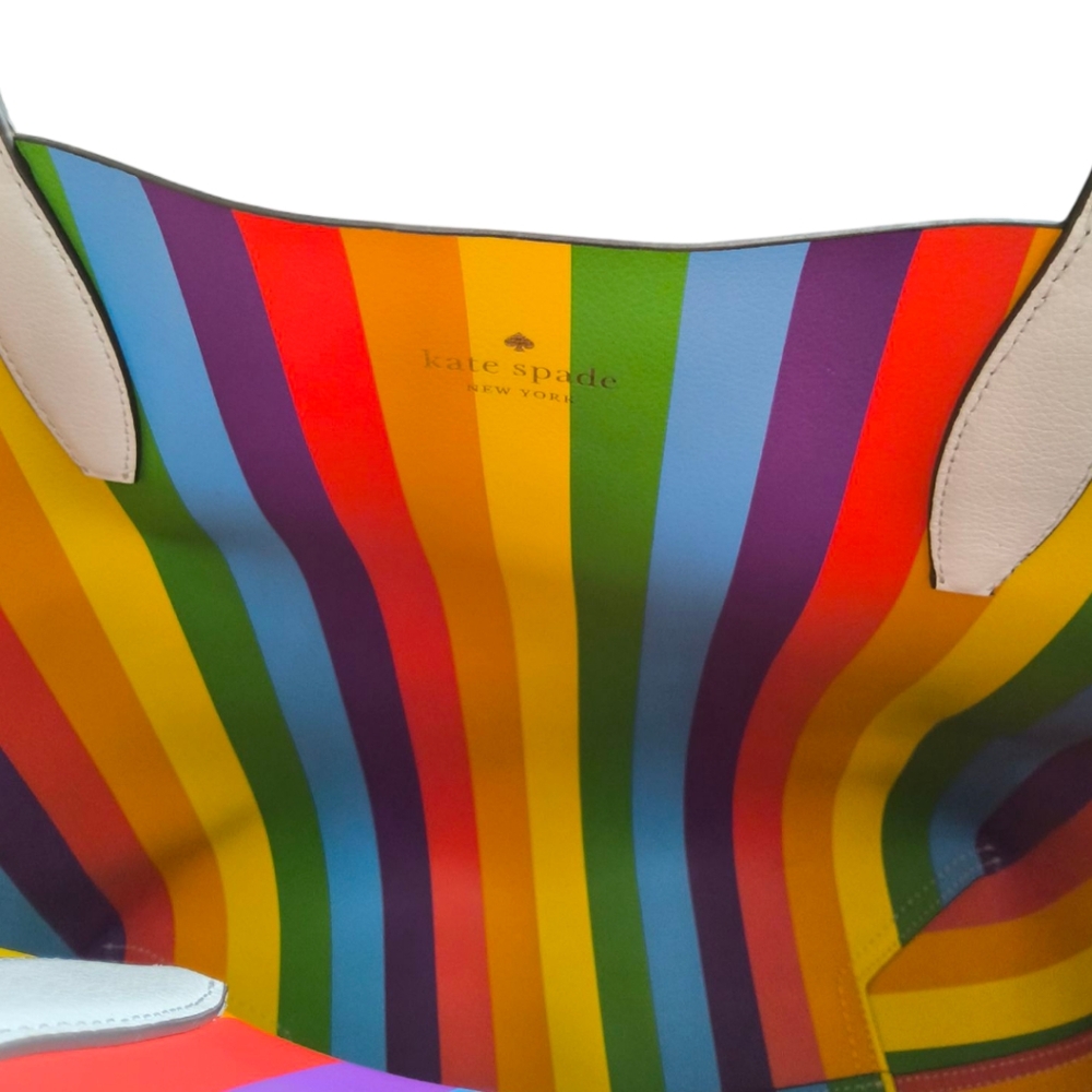 Kate Spade Rainbow Pride Collection Tote Bag - White and Multicolor. EUC. - Picture 7 of 12